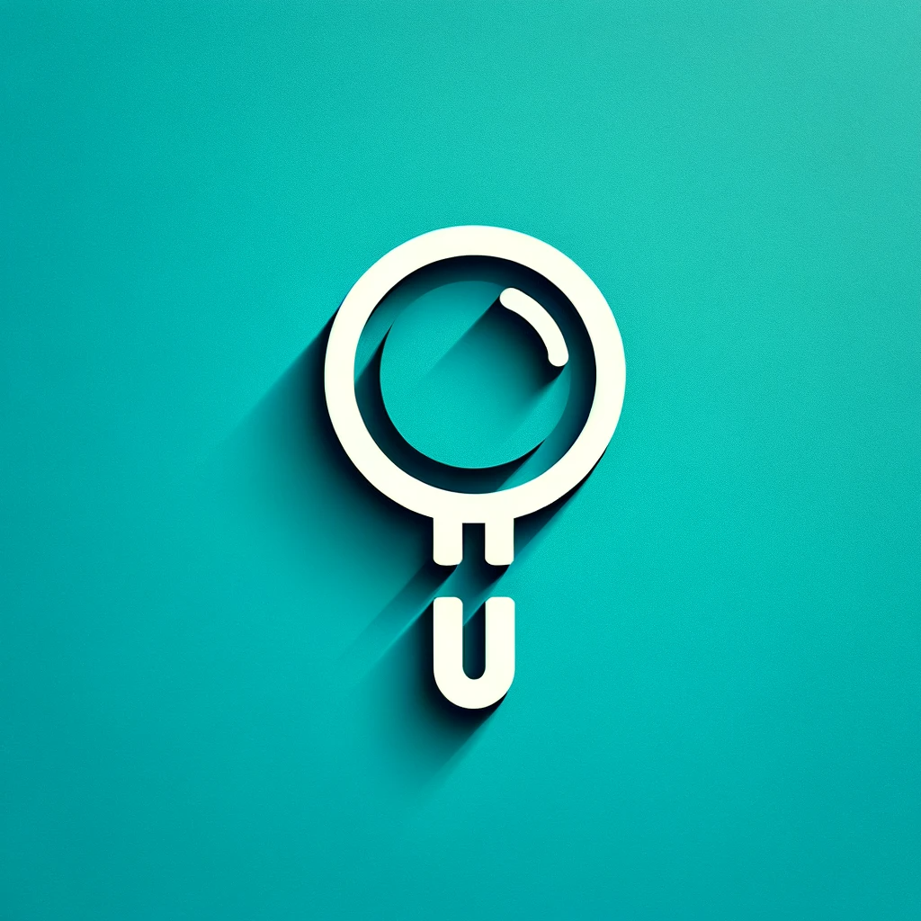 DALL·E 2023-11-30 15.41.55 - A highly minimalistic symbol for mystery shopping on a vibrant teal background, RGB (14, 188, 200). The design should be an abstract, clean-lined shap